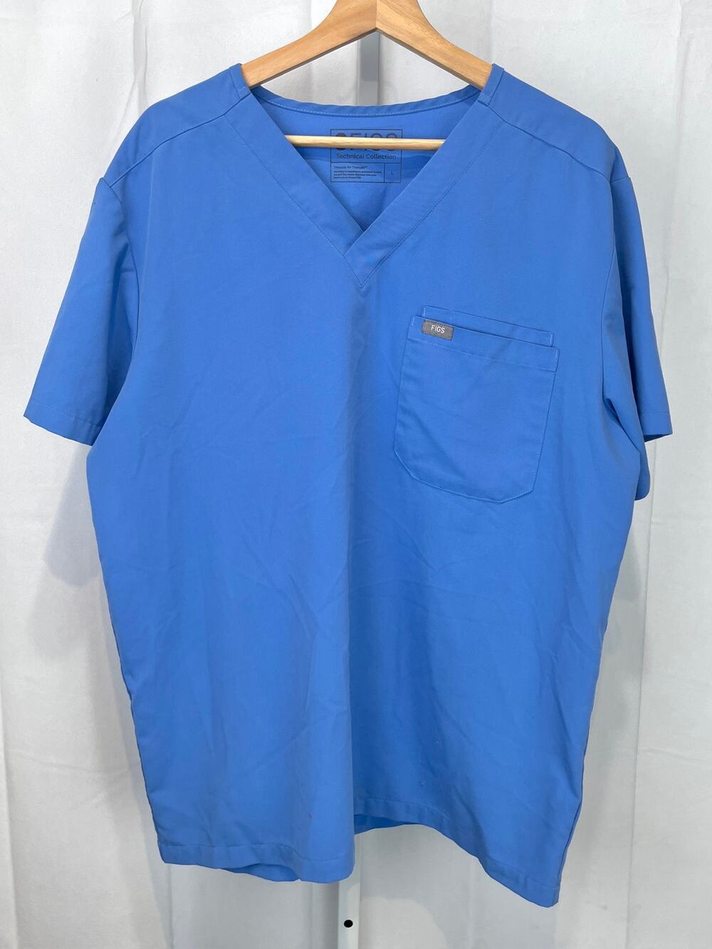 FIGS Mens Leon 3 Pocket Scrub Top FM1500 Short Sleeve Blue Size L
